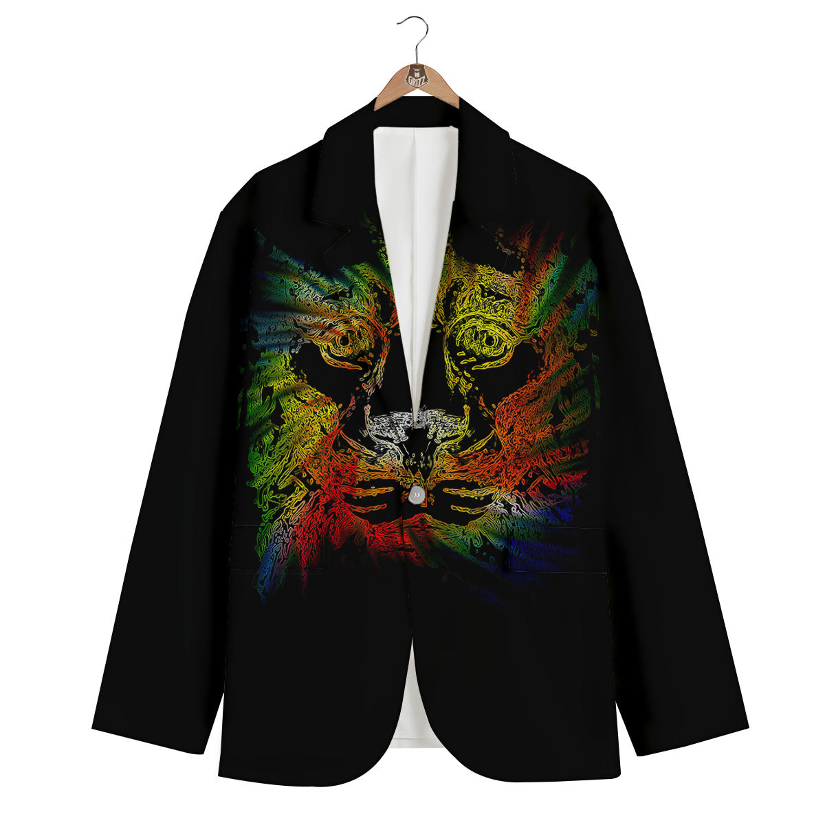 Rasta Lion Grunge Print Men's Blazer-grizzshop