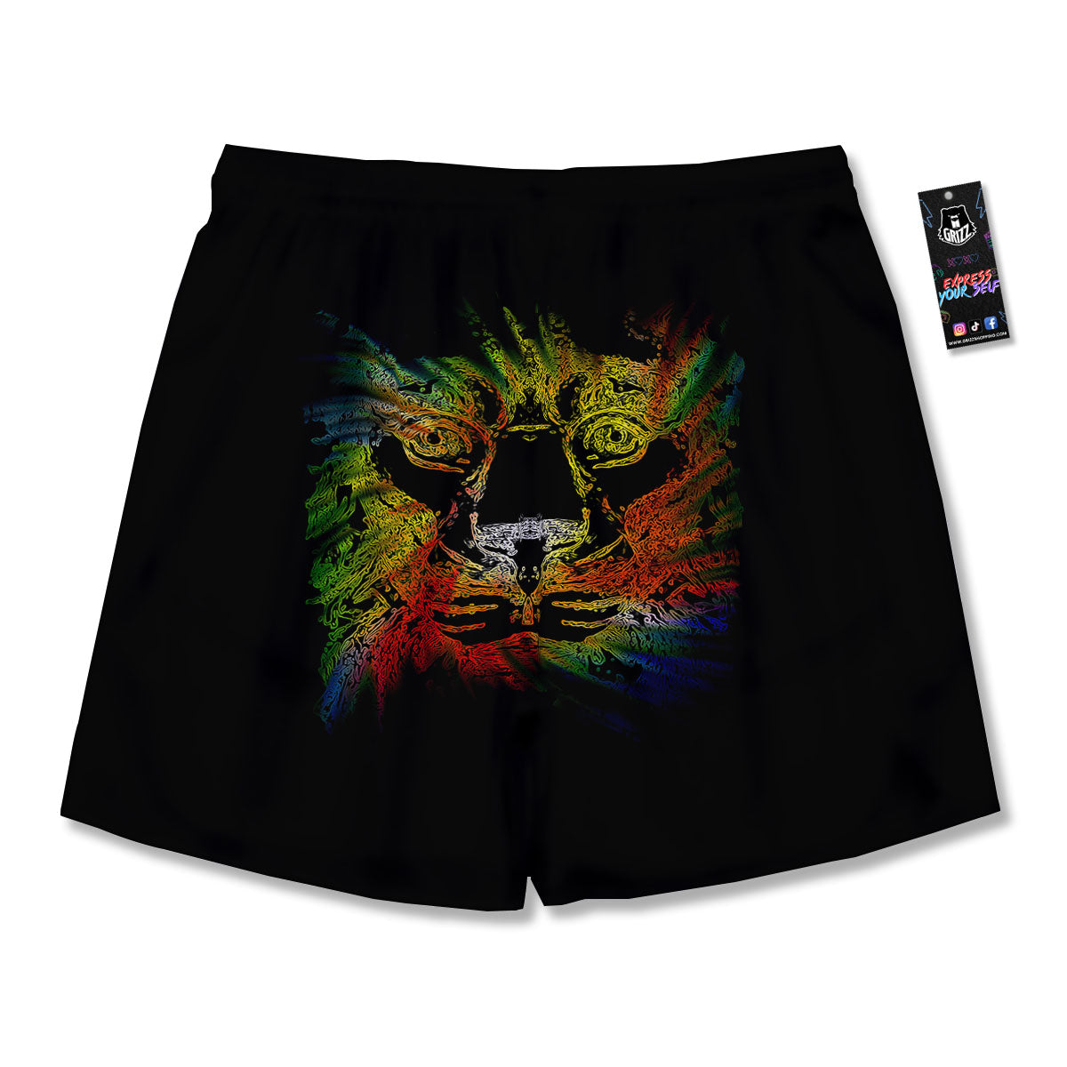 Rasta Lion Grunge Print Men's Running Shorts-grizzshop
