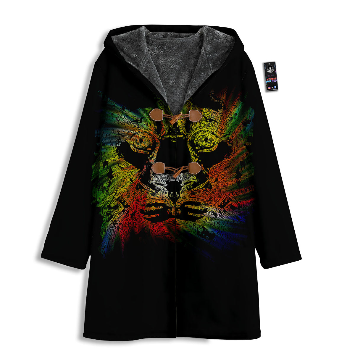 Rasta Lion Grunge Print Men's Windbreaker Jacket-grizzshop
