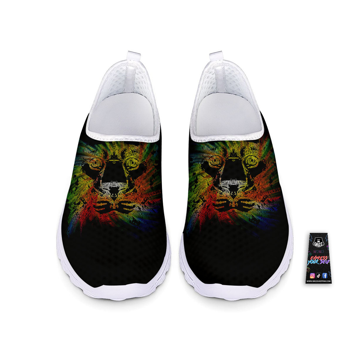 Rasta Lion Grunge Print Nurse Shoes-grizzshop
