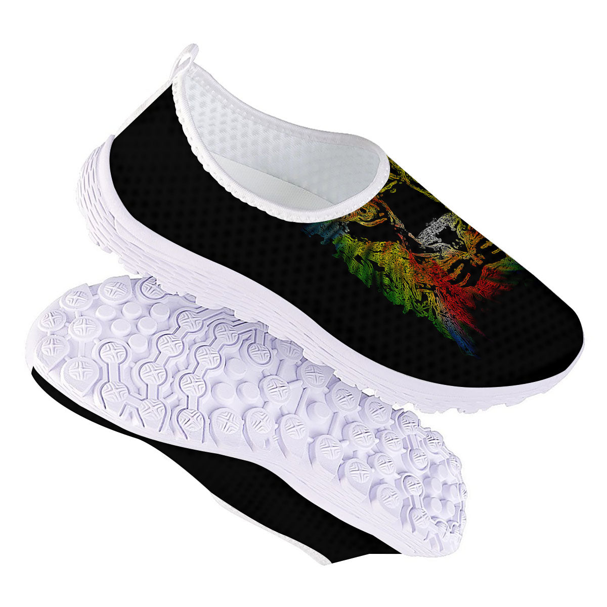 Rasta Lion Grunge Print Nurse Shoes-grizzshop