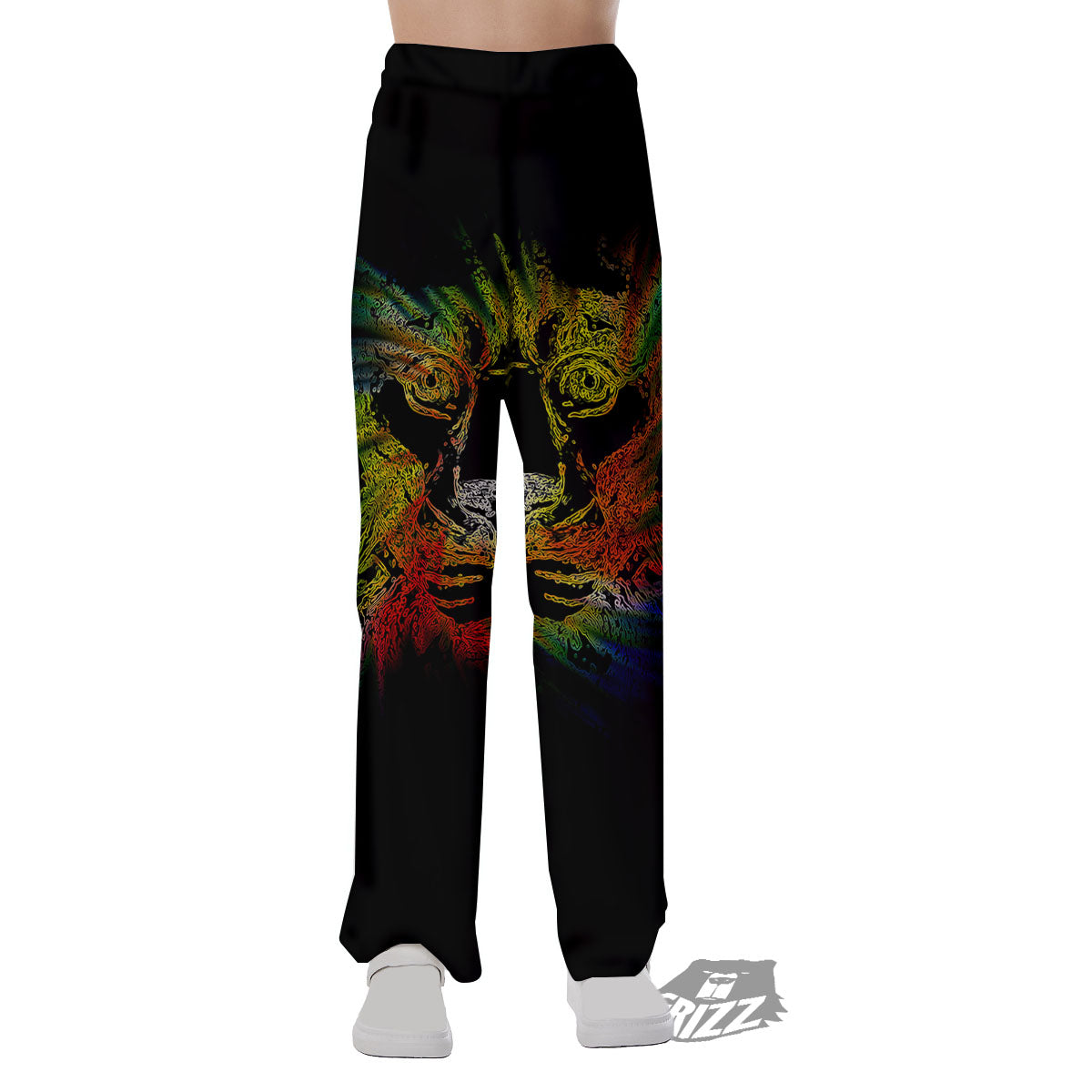 Rasta Lion Grunge Print Pajama Pants-grizzshop