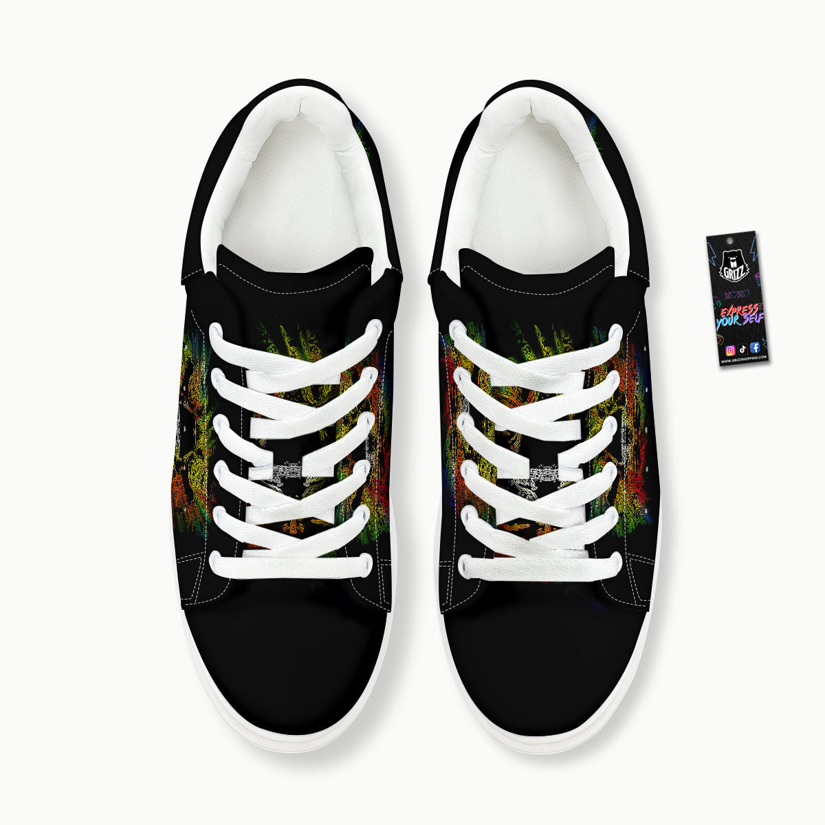Rasta Lion Grunge Print Platform Shoes-grizzshop