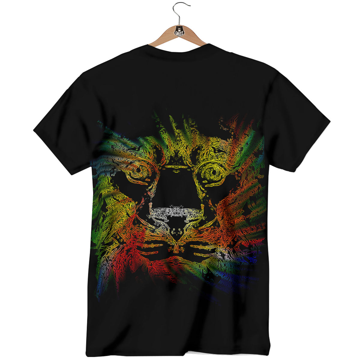 Rasta Lion Grunge Print T-Shirt-grizzshop
