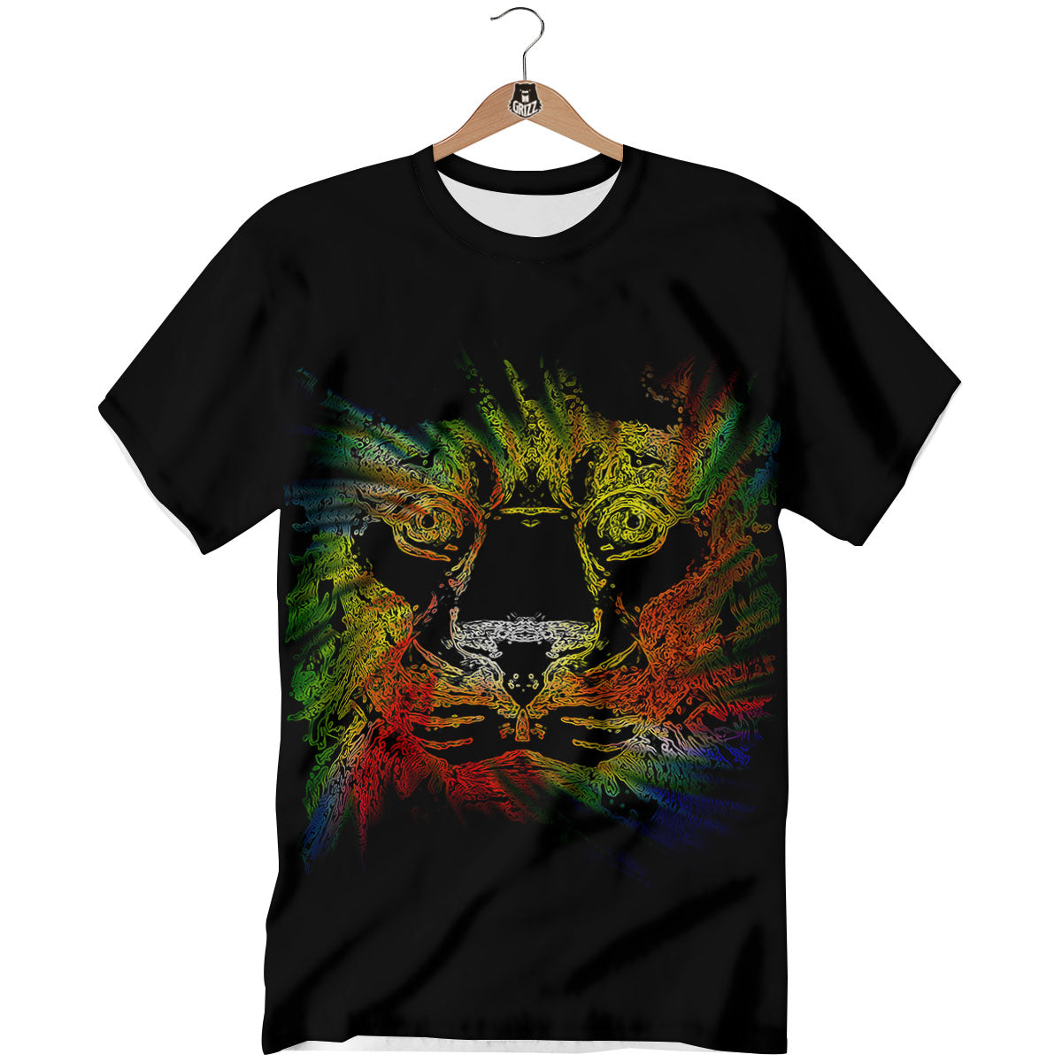 Rasta Lion Grunge Print T-Shirt-grizzshop