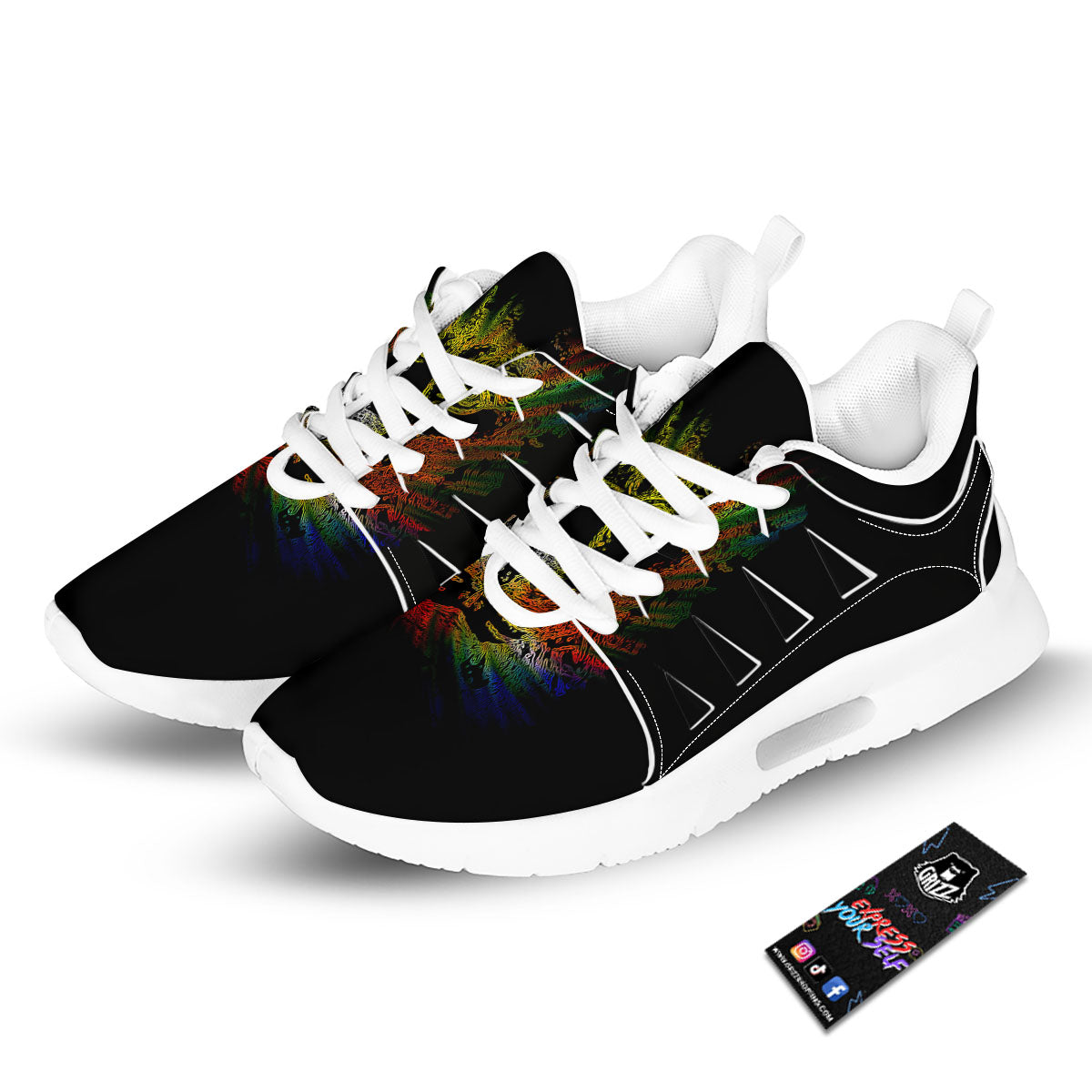 Rasta Lion Grunge Print Tennis Shoes-grizzshop