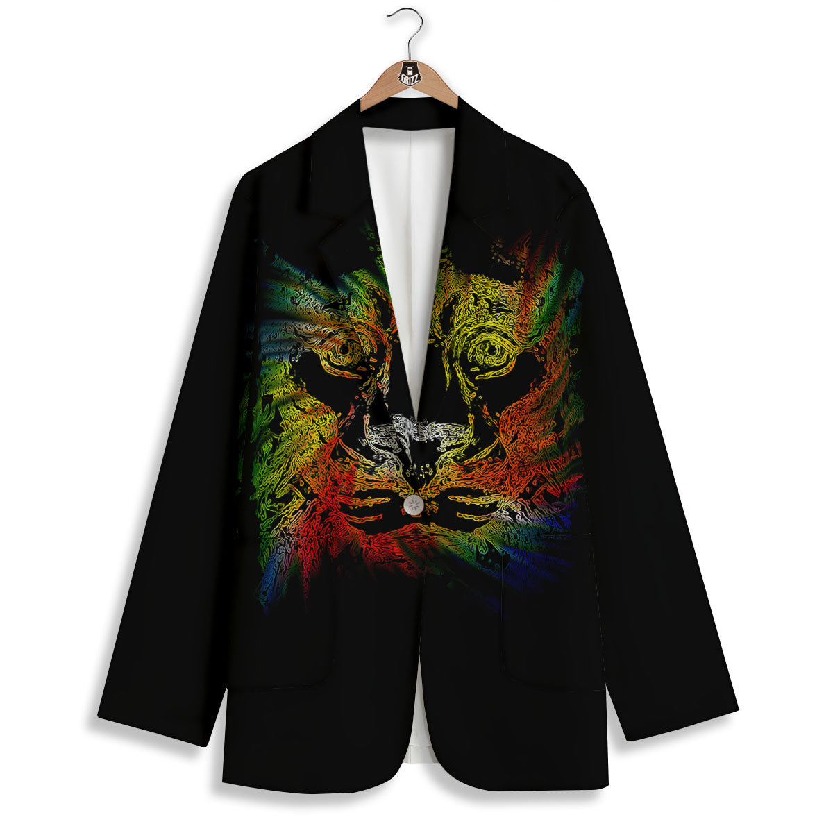 Rasta Lion Grunge Print Women's Blazer-grizzshop