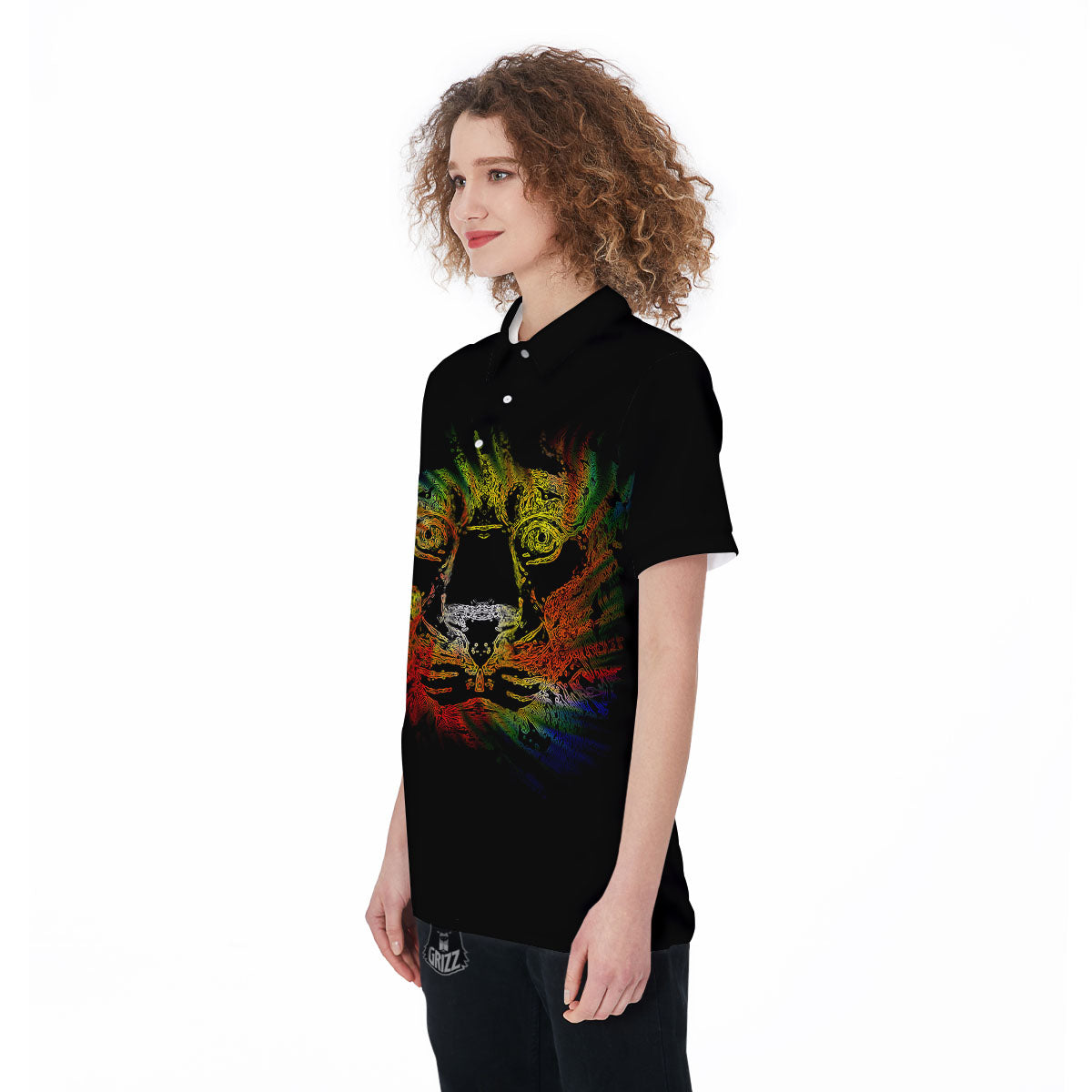 Rasta Lion Grunge Print Women's Golf Shirts-grizzshop