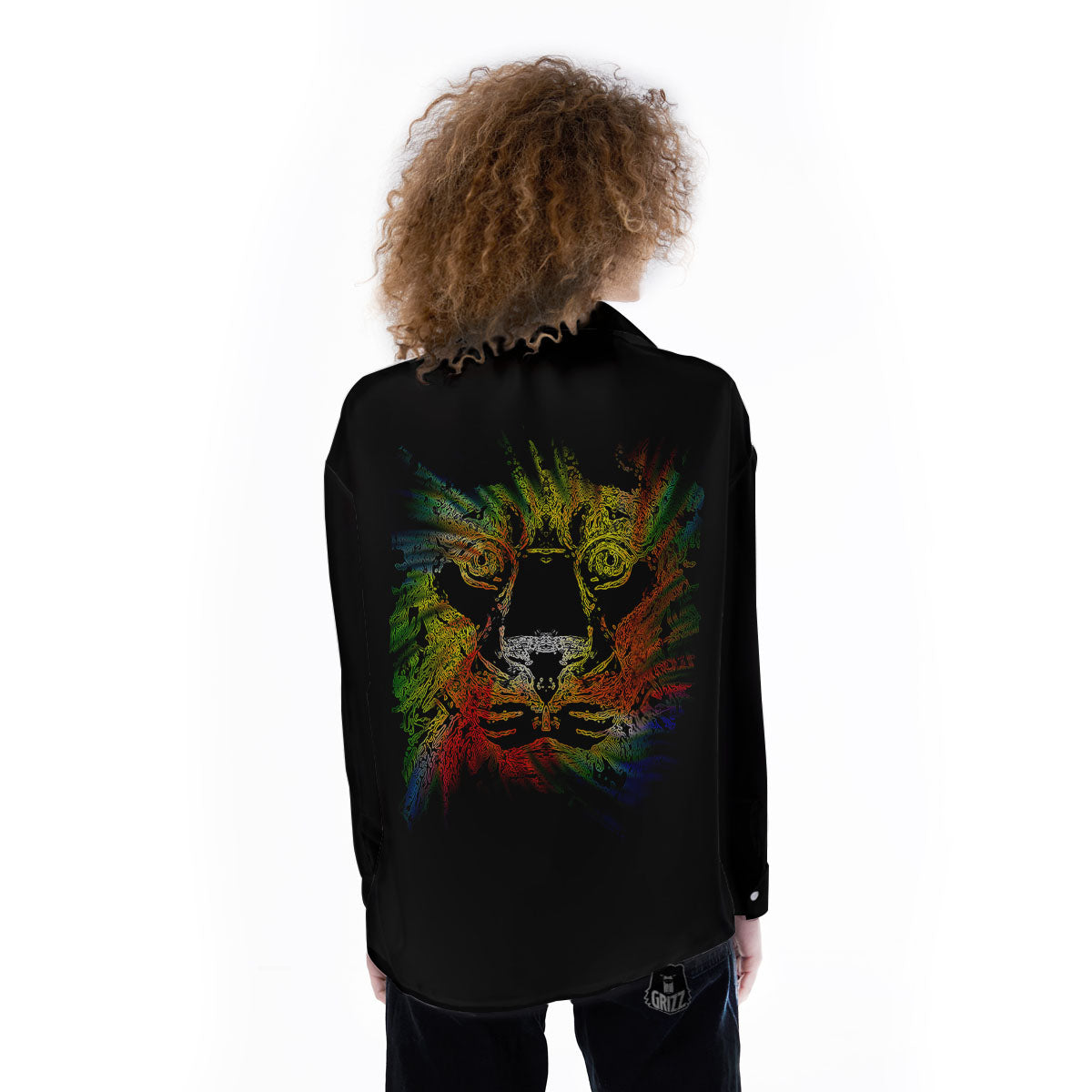 Rasta Lion Grunge Print Women's Long Sleeve Shirts-grizzshop