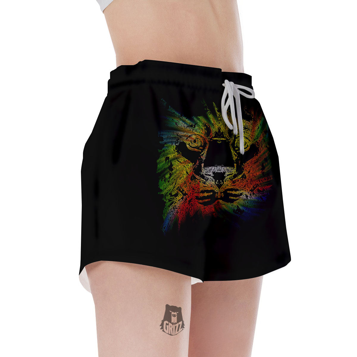 Rasta Lion Grunge Print Women's Shorts-grizzshop