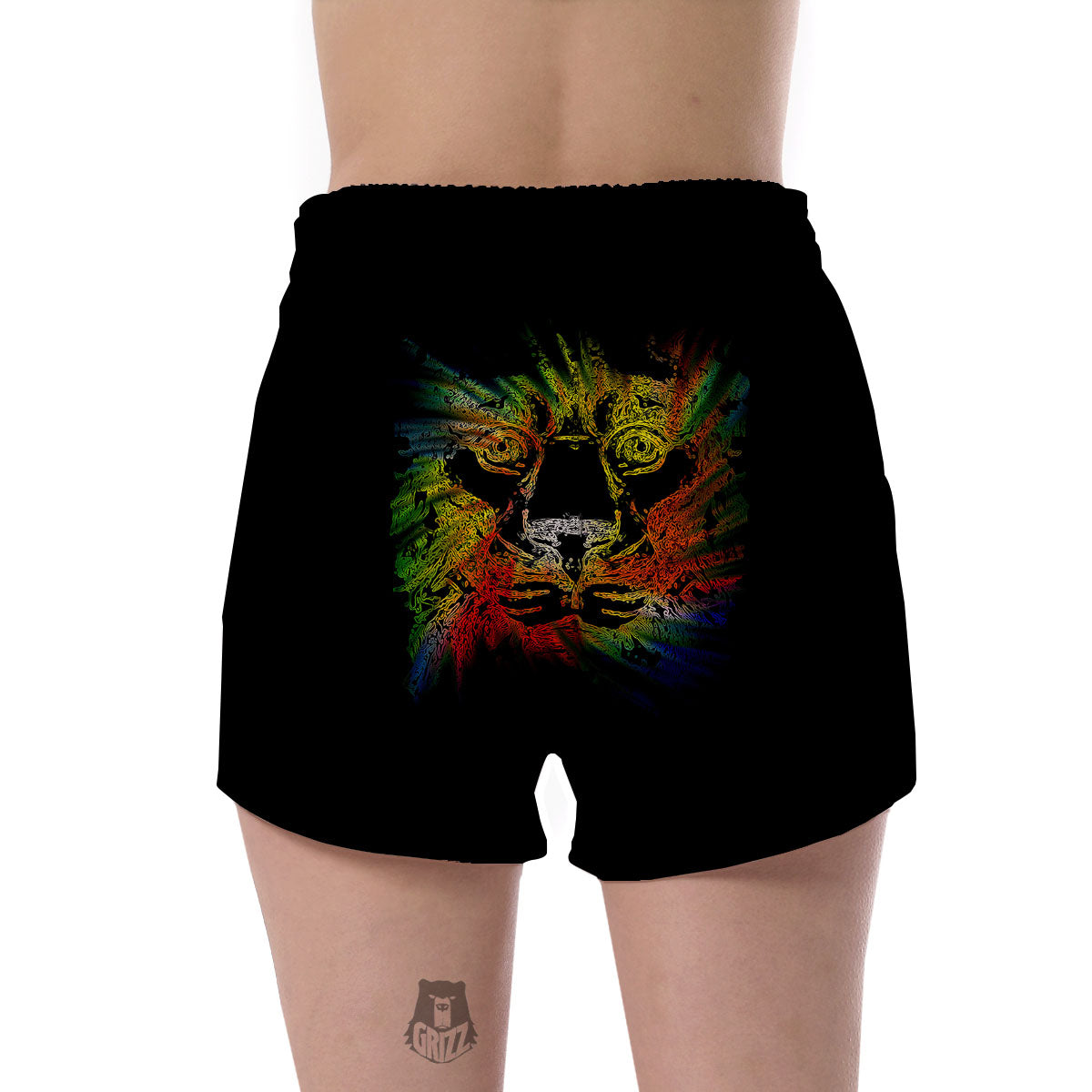 Rasta Lion Grunge Print Women's Shorts-grizzshop