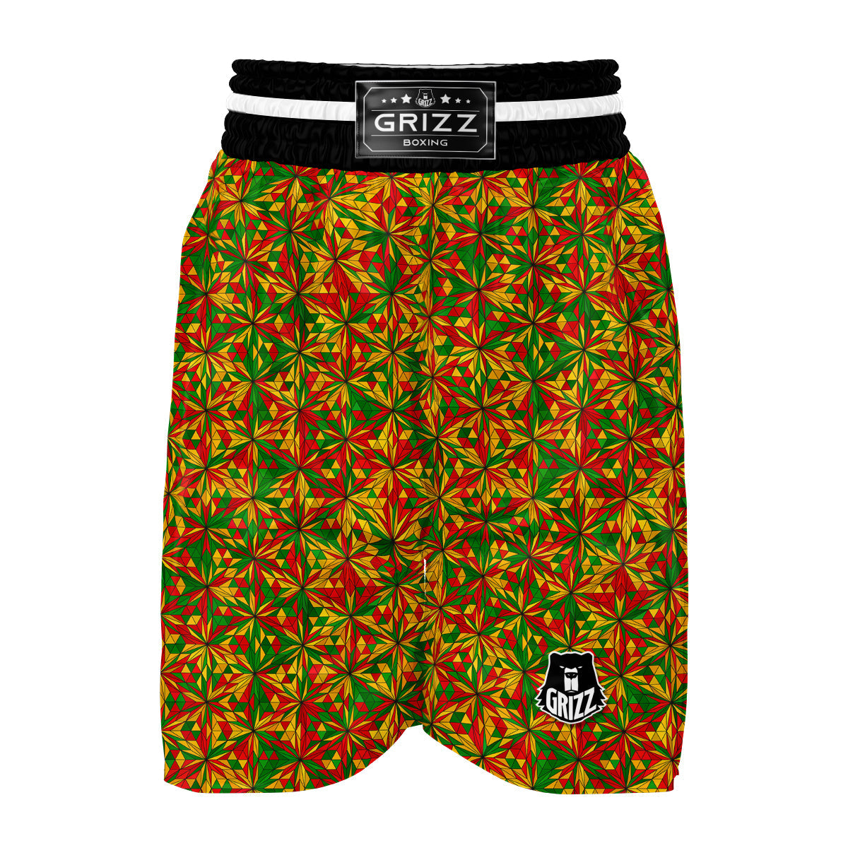 Rasta Reggae Pattern Print Boxing Shorts-grizzshop