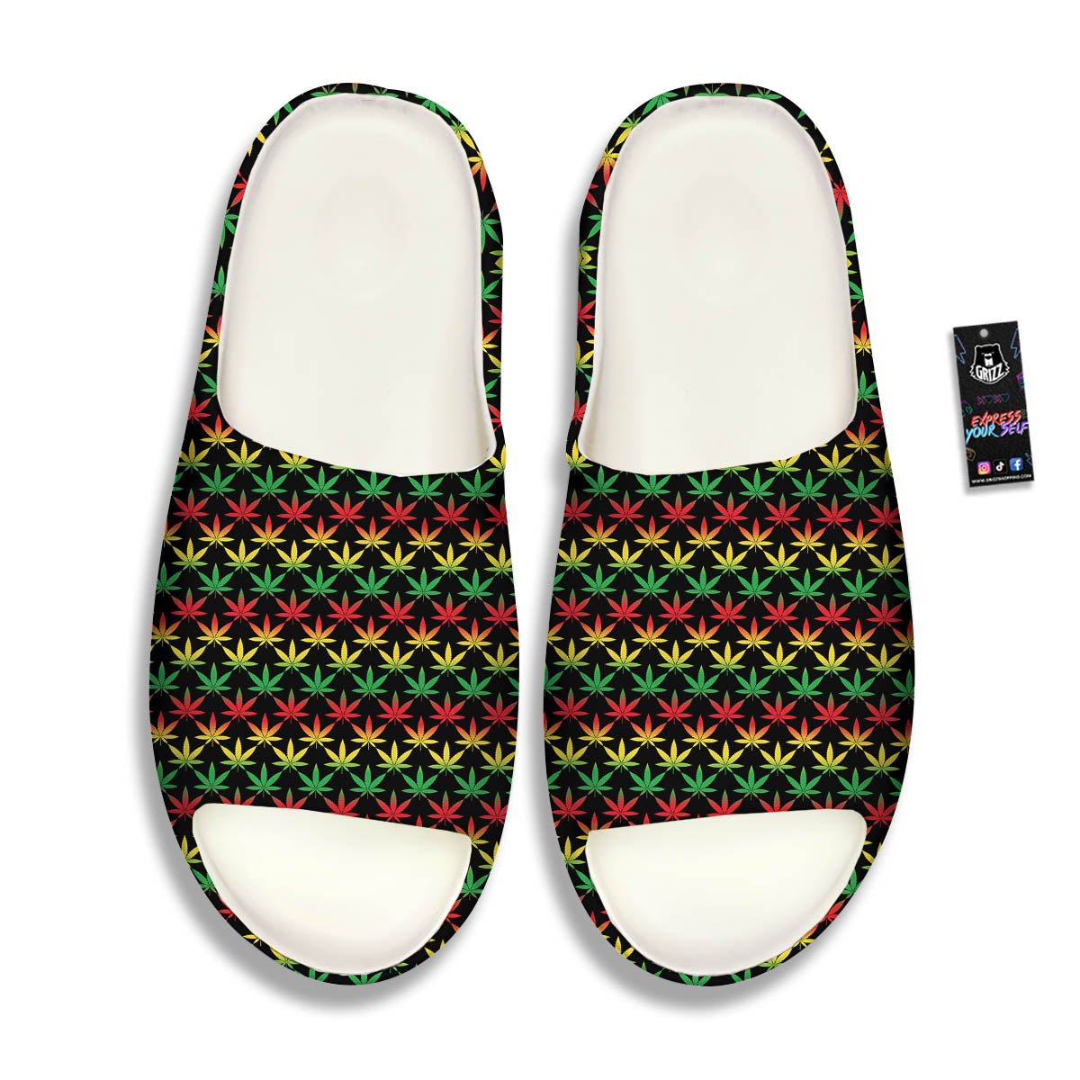 Rasta Cannabis Print Pattern Sandals-grizzshop