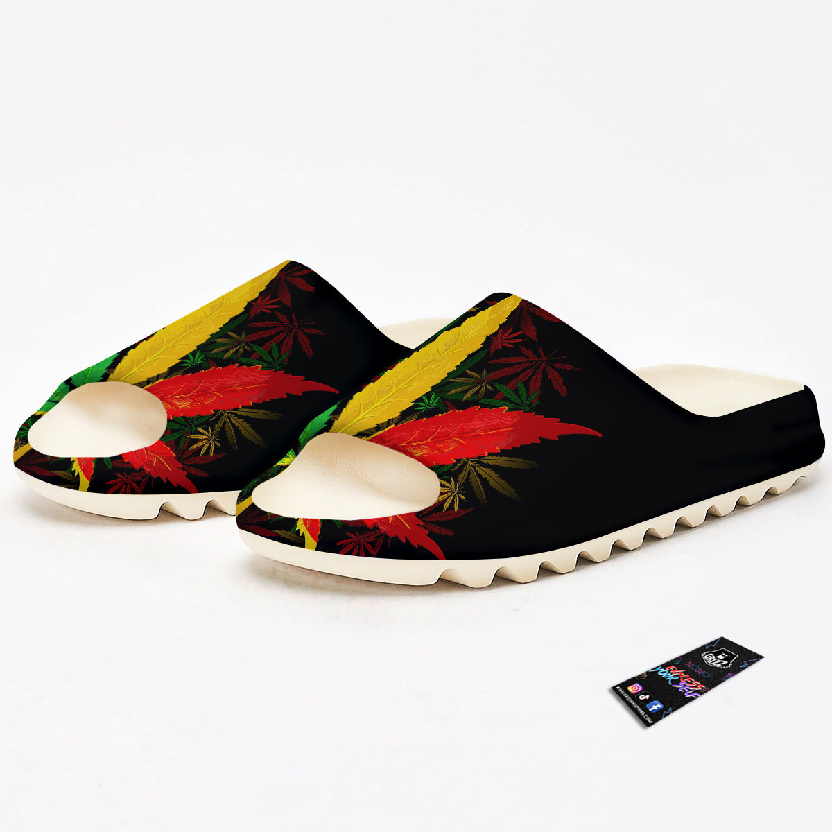 Rasta Cannabis Print Sandals-grizzshop