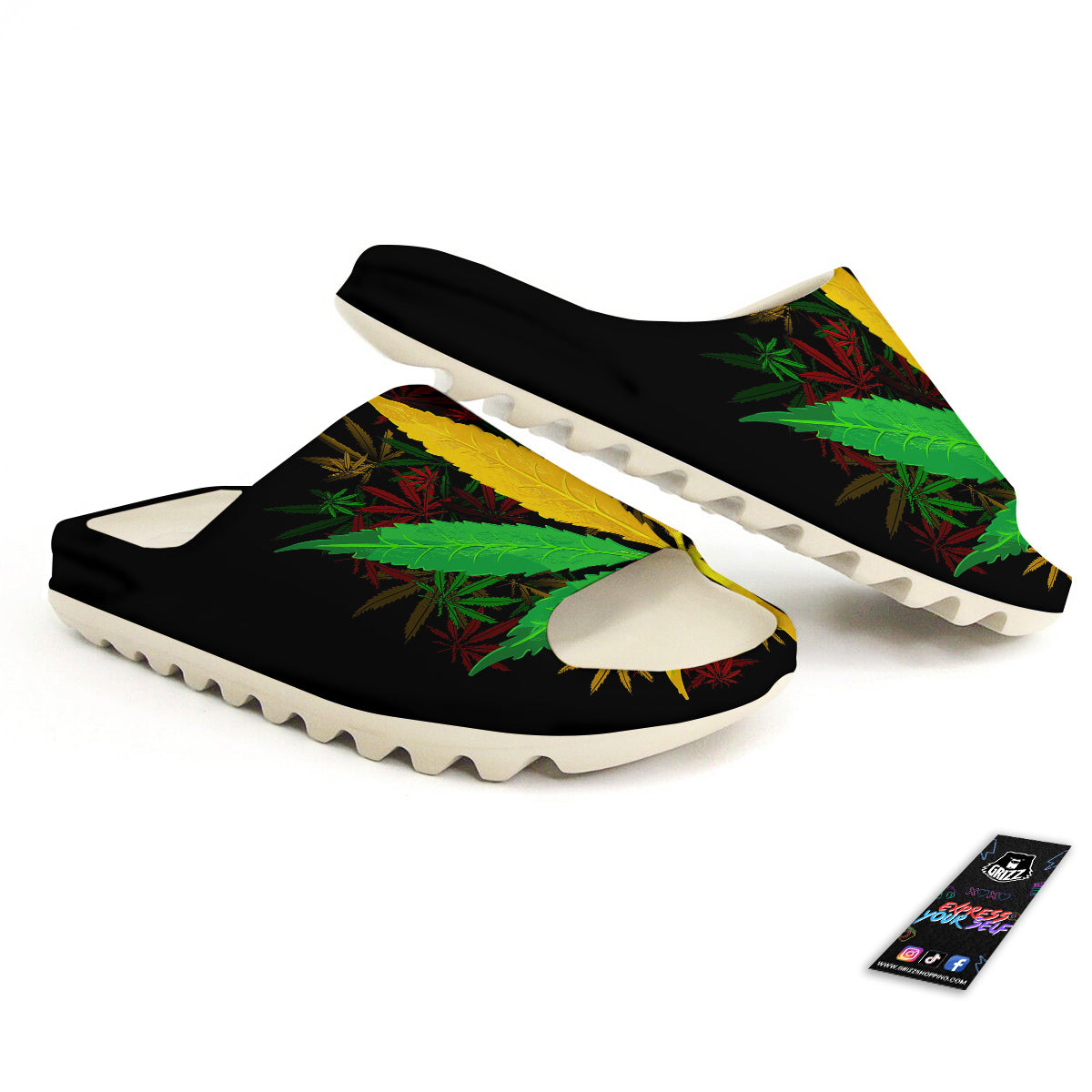 Rasta Cannabis Print Sandals-grizzshop