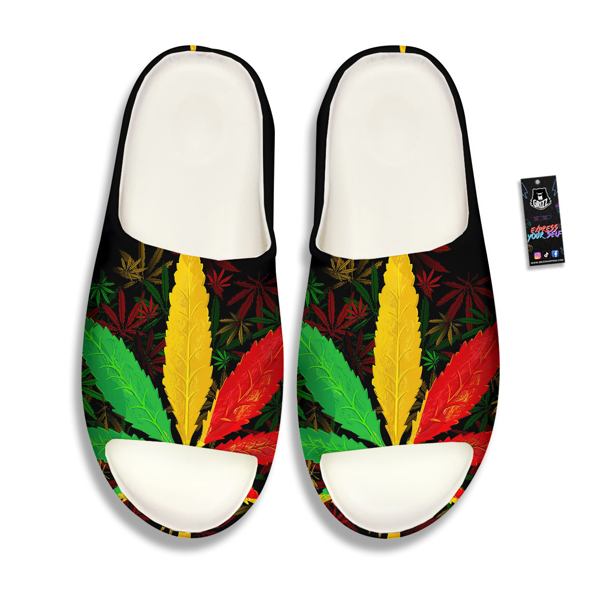 Rasta Cannabis Print Sandals-grizzshop