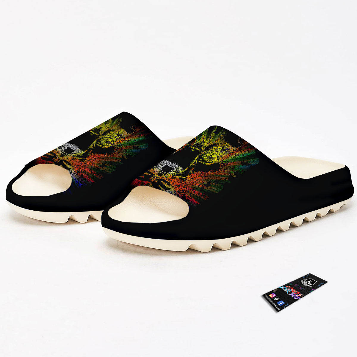 Rasta Lion Grunge Print Sandals-grizzshop