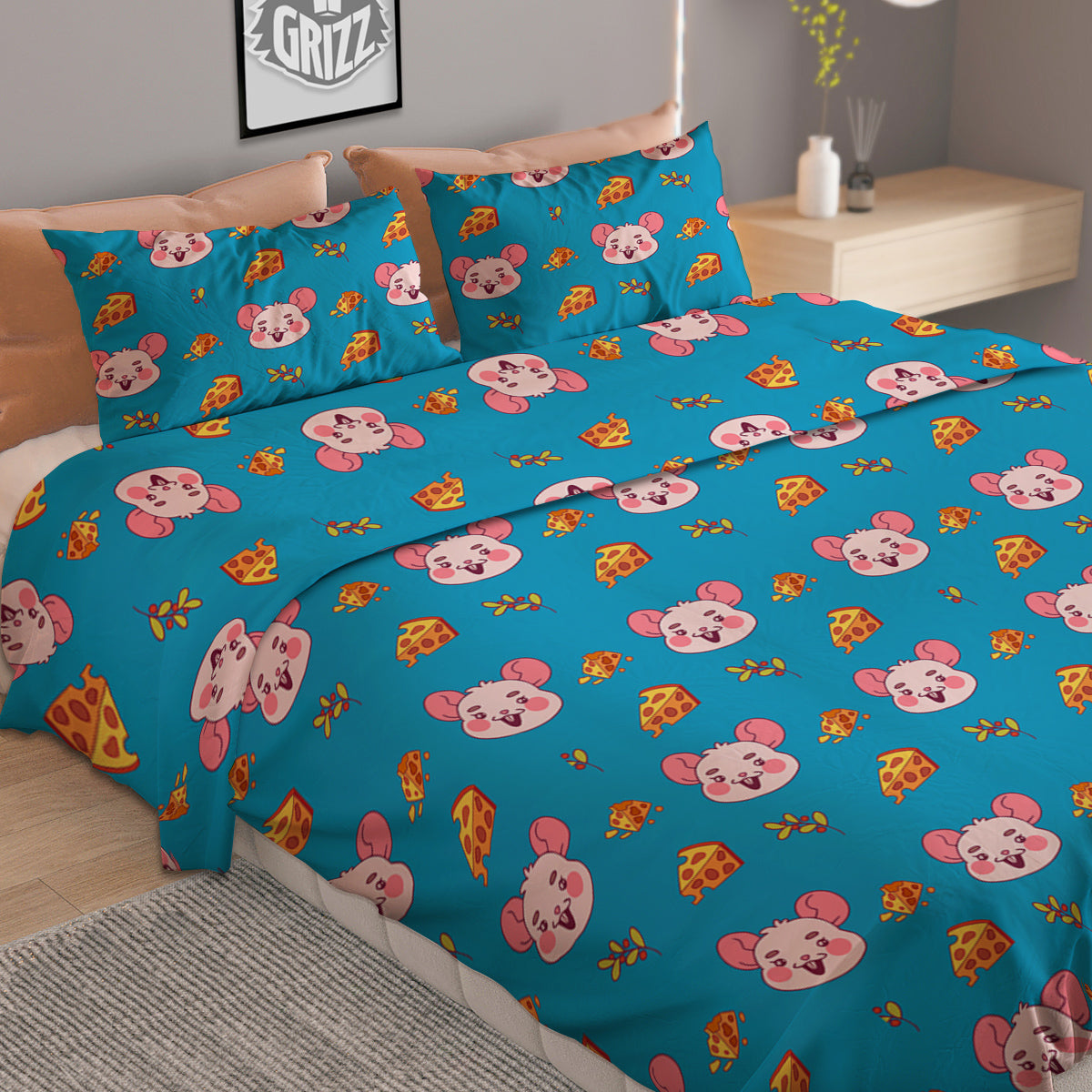 Rat Cute Print Pattern Duvet Cover Bedding Set