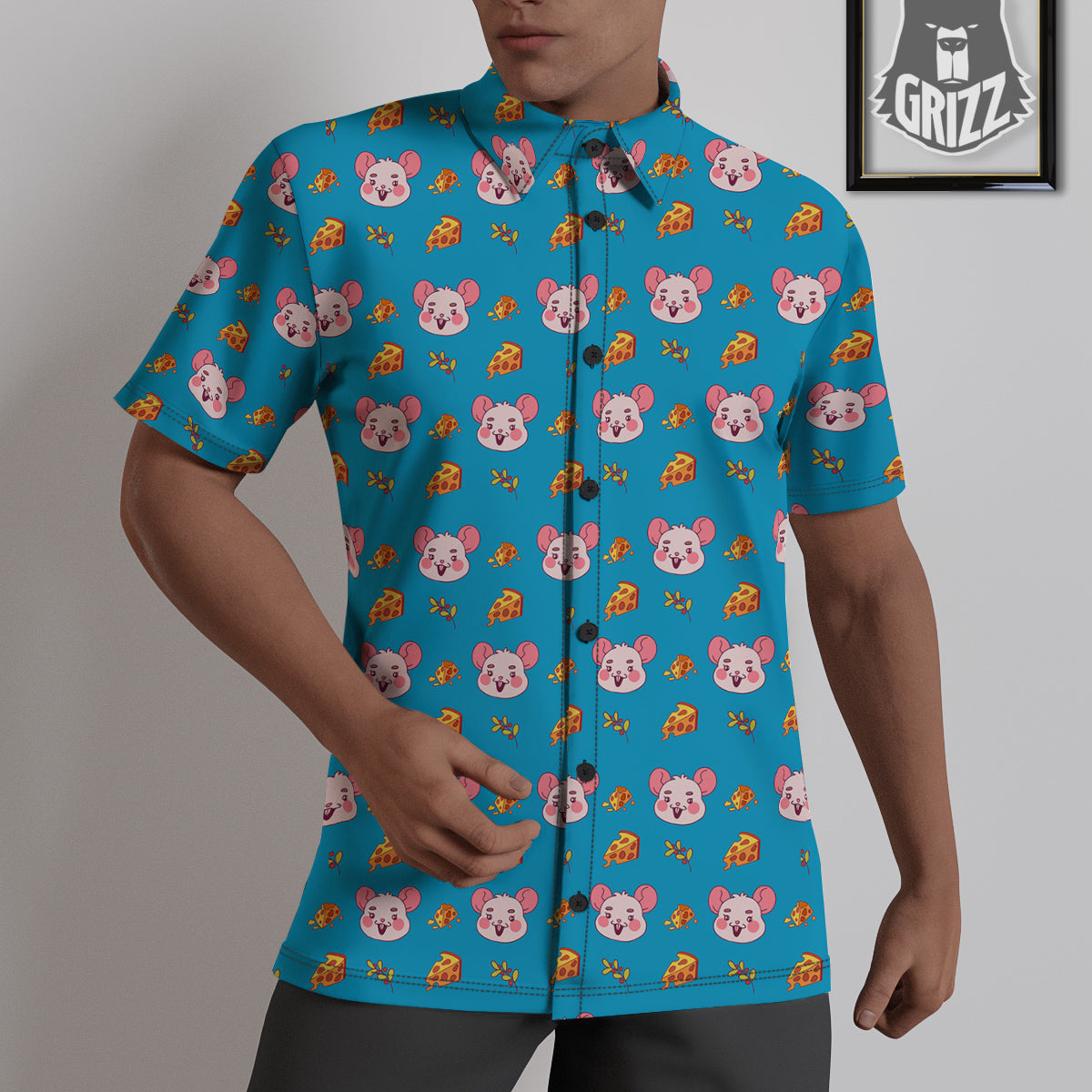 Rat Cute Print Pattern Untucked Shirts-grizzshop