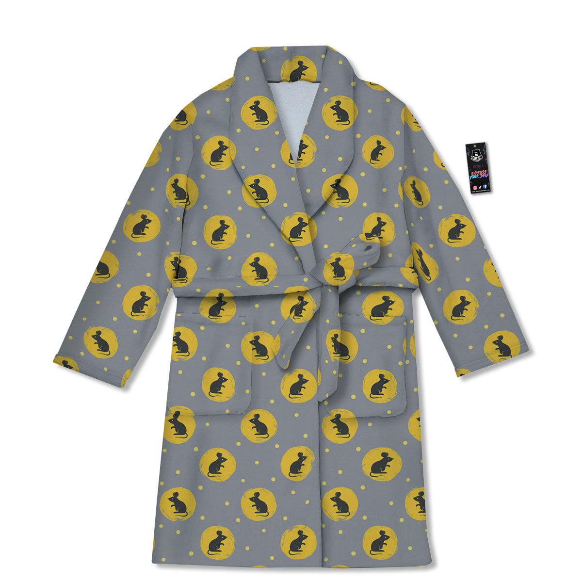 Rat Print Pattern Bathrobe-grizzshop