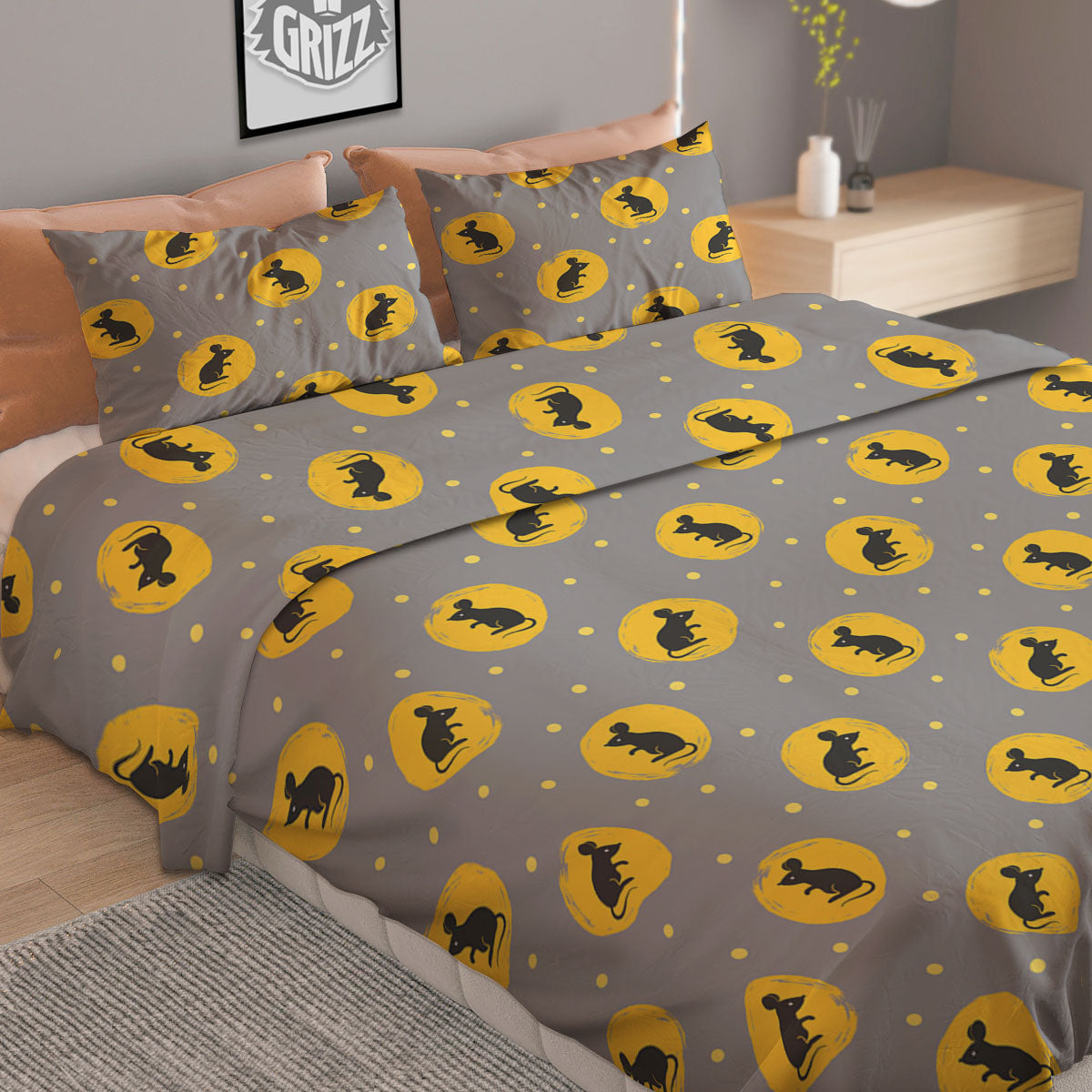 Rat Print Pattern Duvet Cover Bedding Set