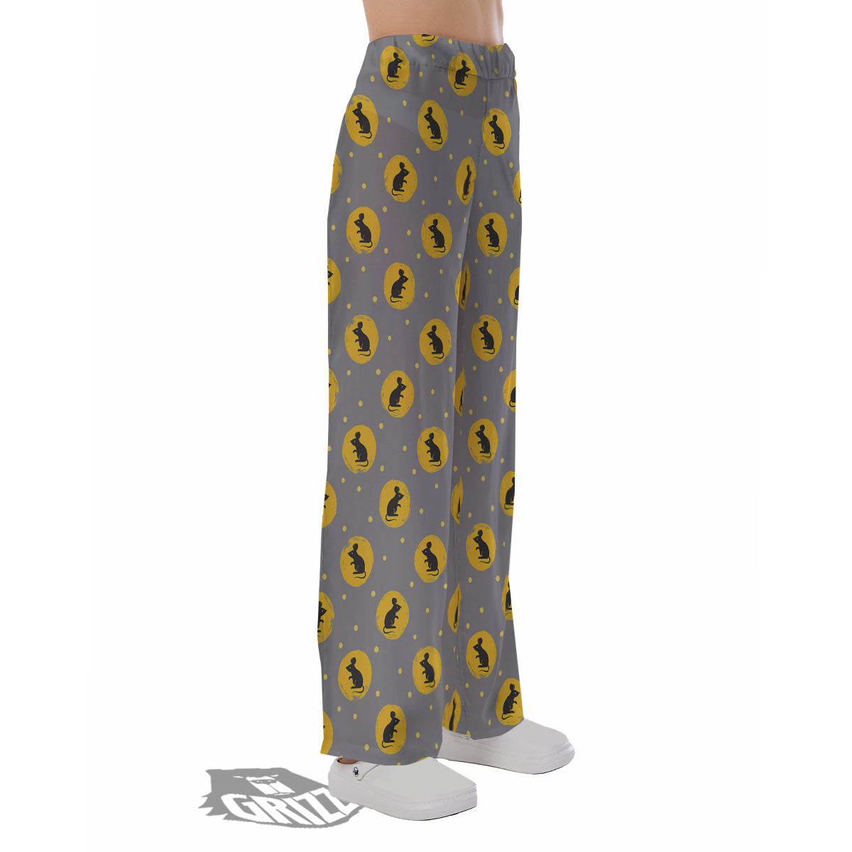 Rat Print Pattern Pajama Pants-grizzshop