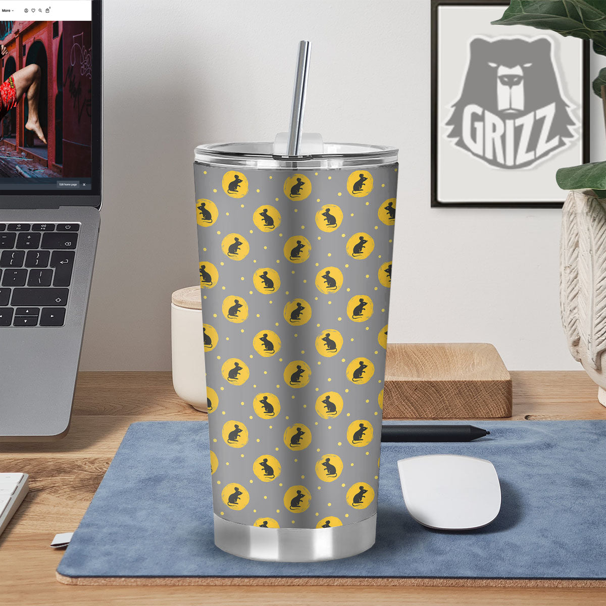 Rat Print Pattern Tumbler-grizzshop