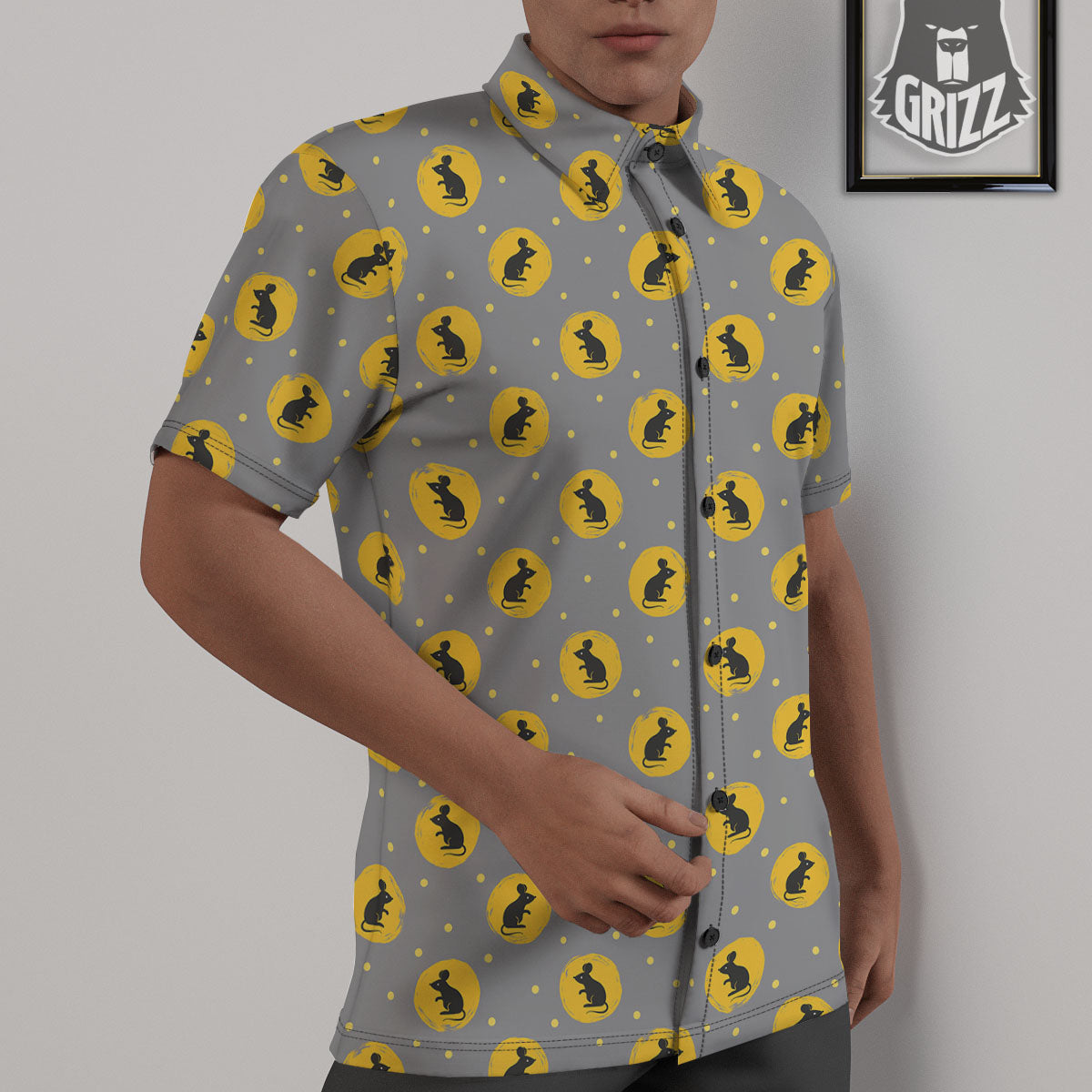 Rat Print Pattern Untucked Shirts-grizzshop