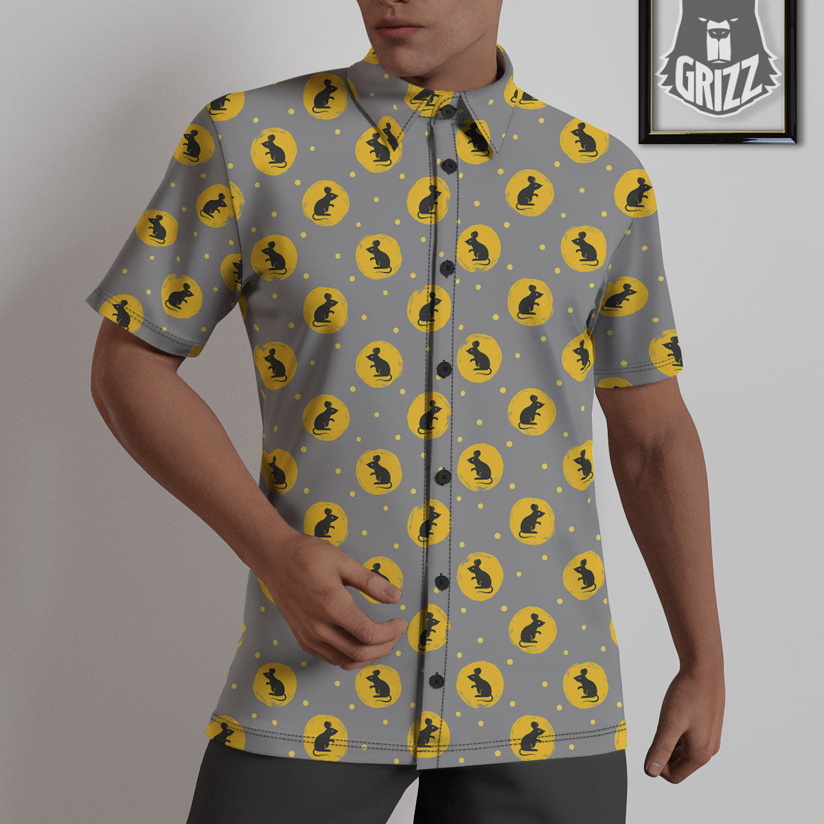 Rat Print Pattern Untucked Shirts-grizzshop