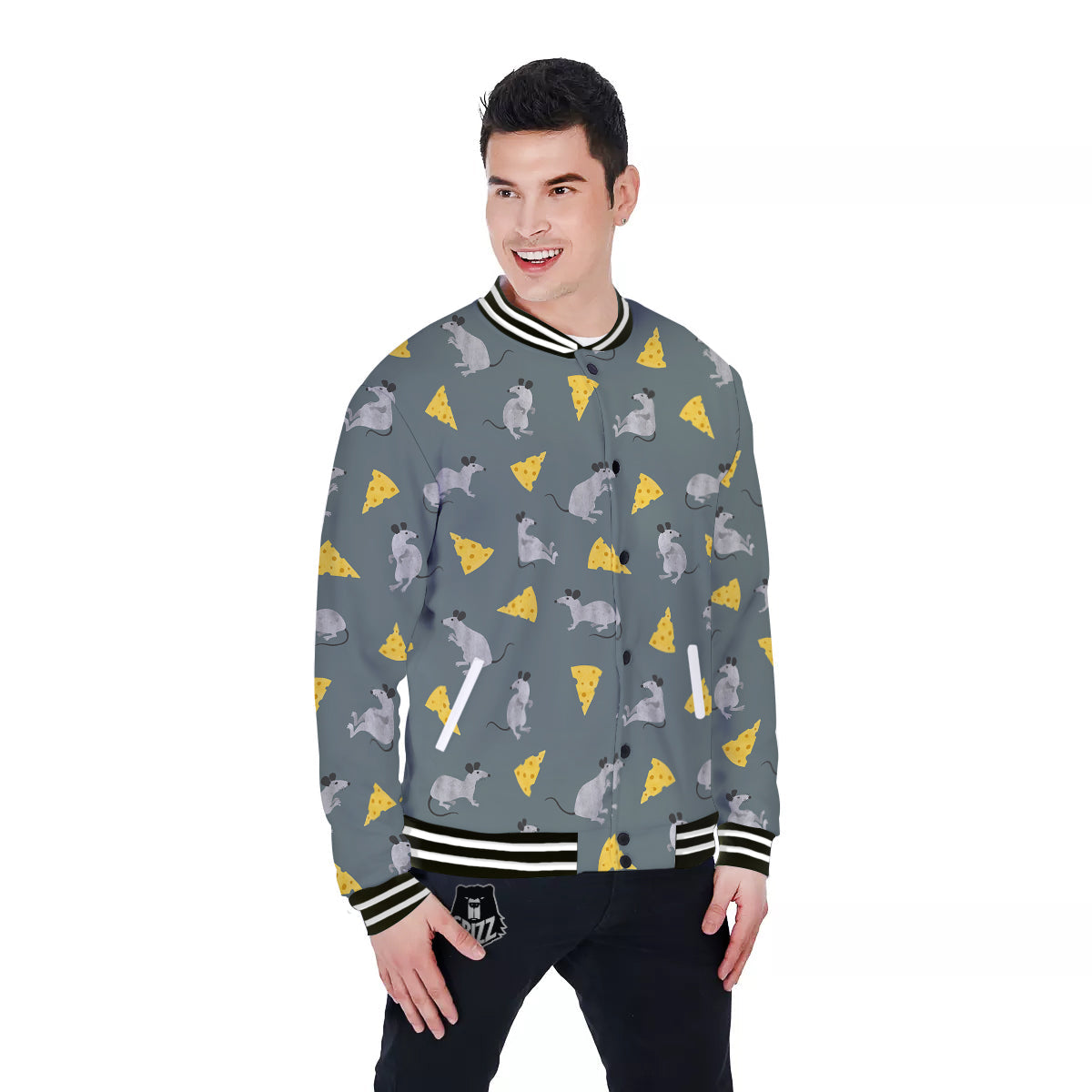 Rat Watercolor Print Pattern Baseball Jacket-grizzshop
