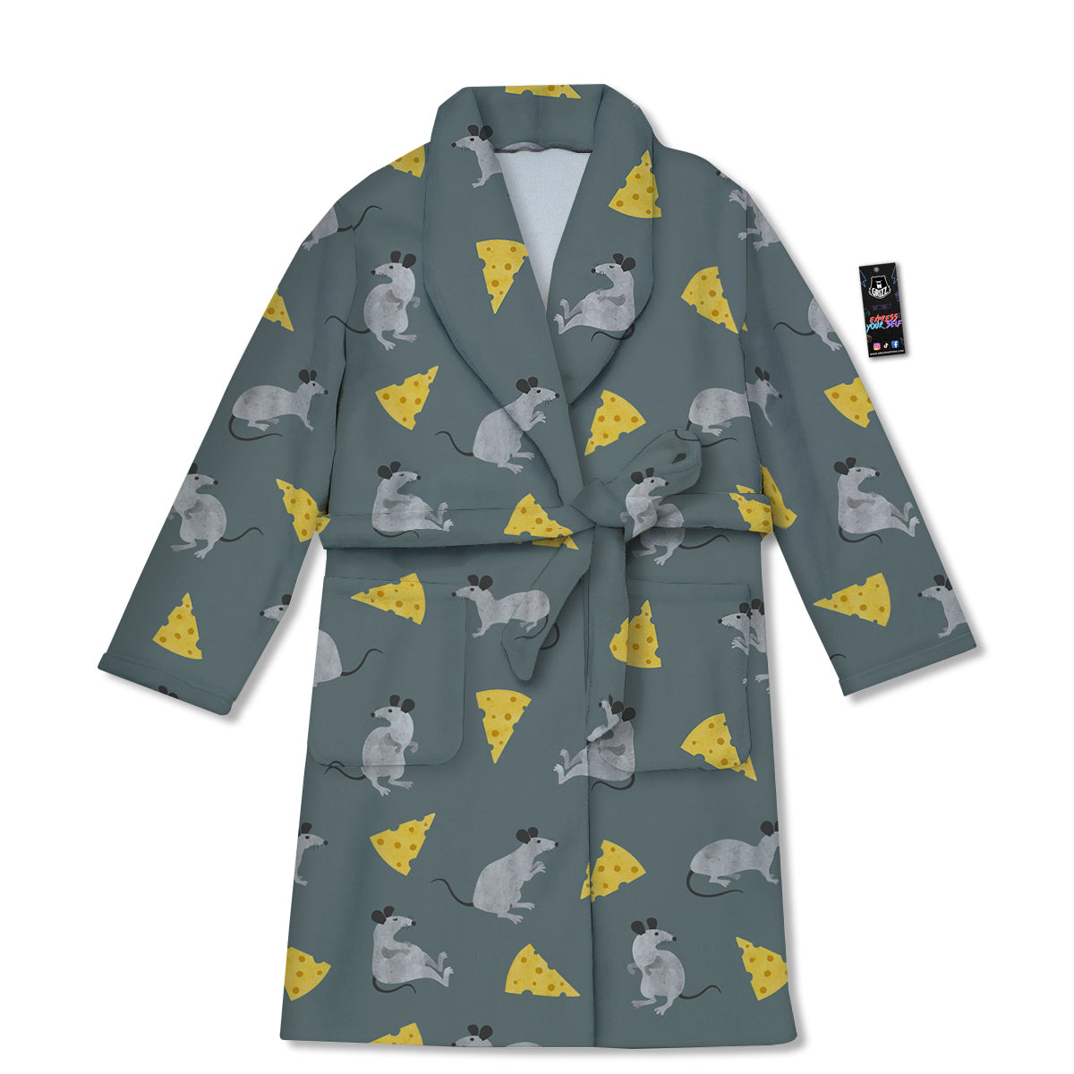 Rat Watercolor Print Pattern Bathrobe-grizzshop