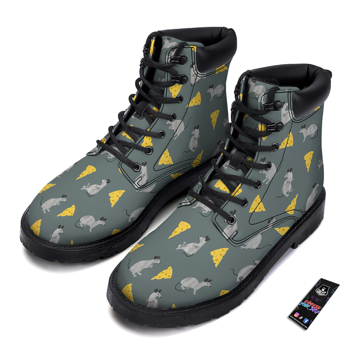 Rat Watercolor Print Pattern Boots-grizzshop
