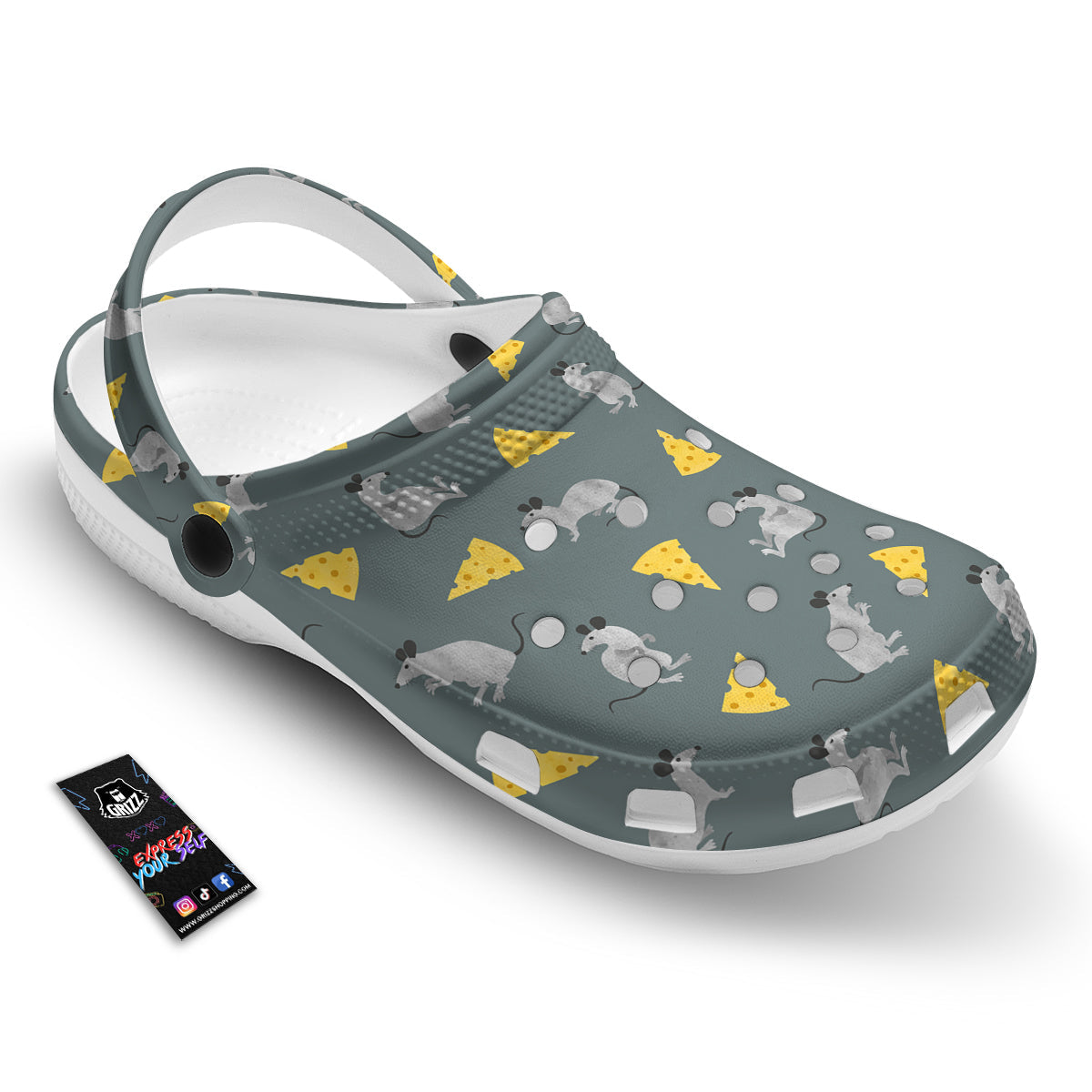 Rat Watercolor Print Pattern Clog-grizzshop