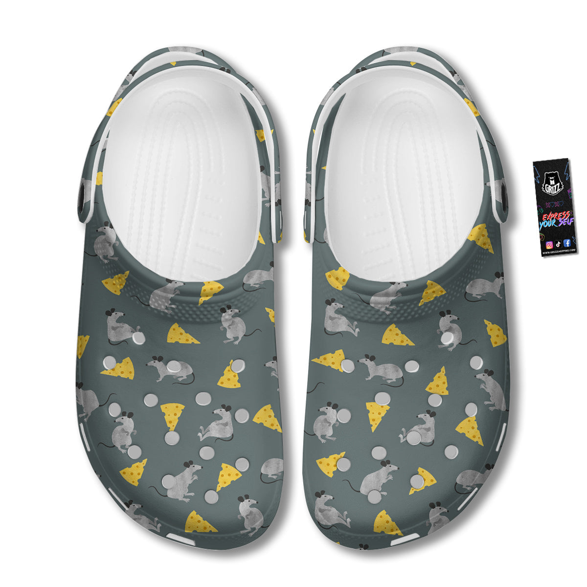 Rat Watercolor Print Pattern Clog-grizzshop
