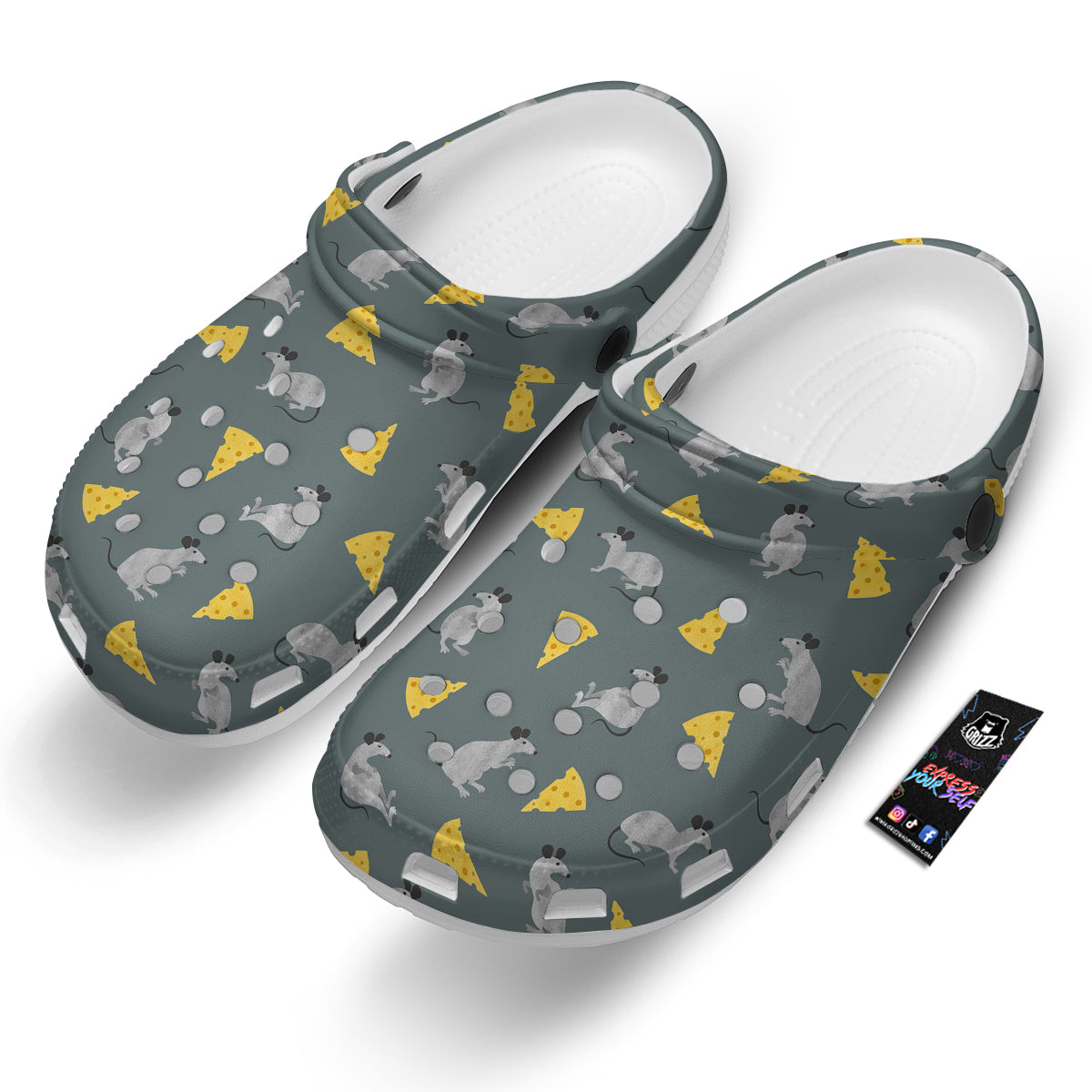 Rat Watercolor Print Pattern Clog-grizzshop