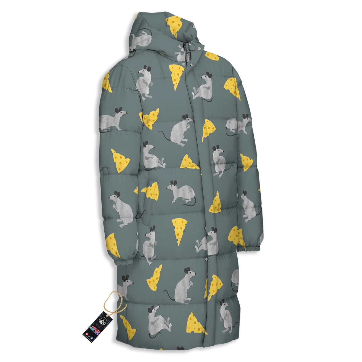 Rat Watercolor Print Pattern Long Down Jacket-grizzshop