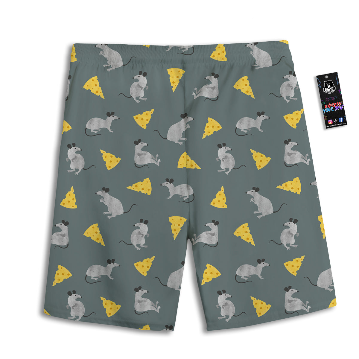 Rat Watercolor Print Pattern Men's Athletic Shorts