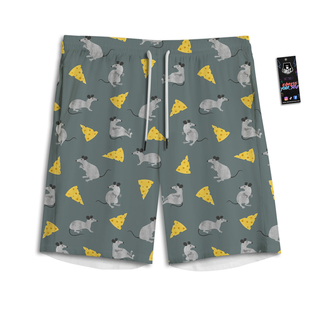 Rat Watercolor Print Pattern Men's Athletic Shorts