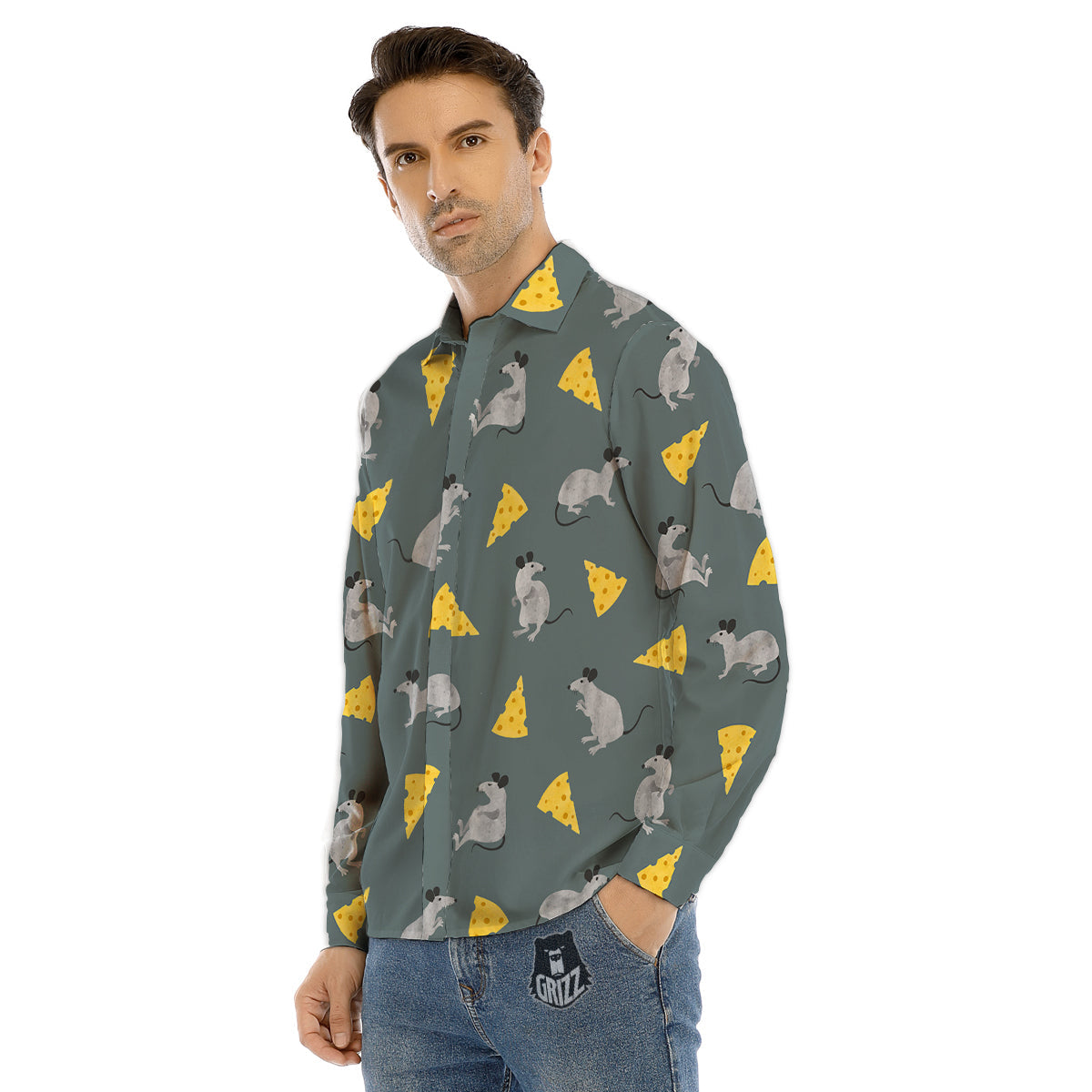 Rat Watercolor Print Pattern Men's Dress Shirts-grizzshop