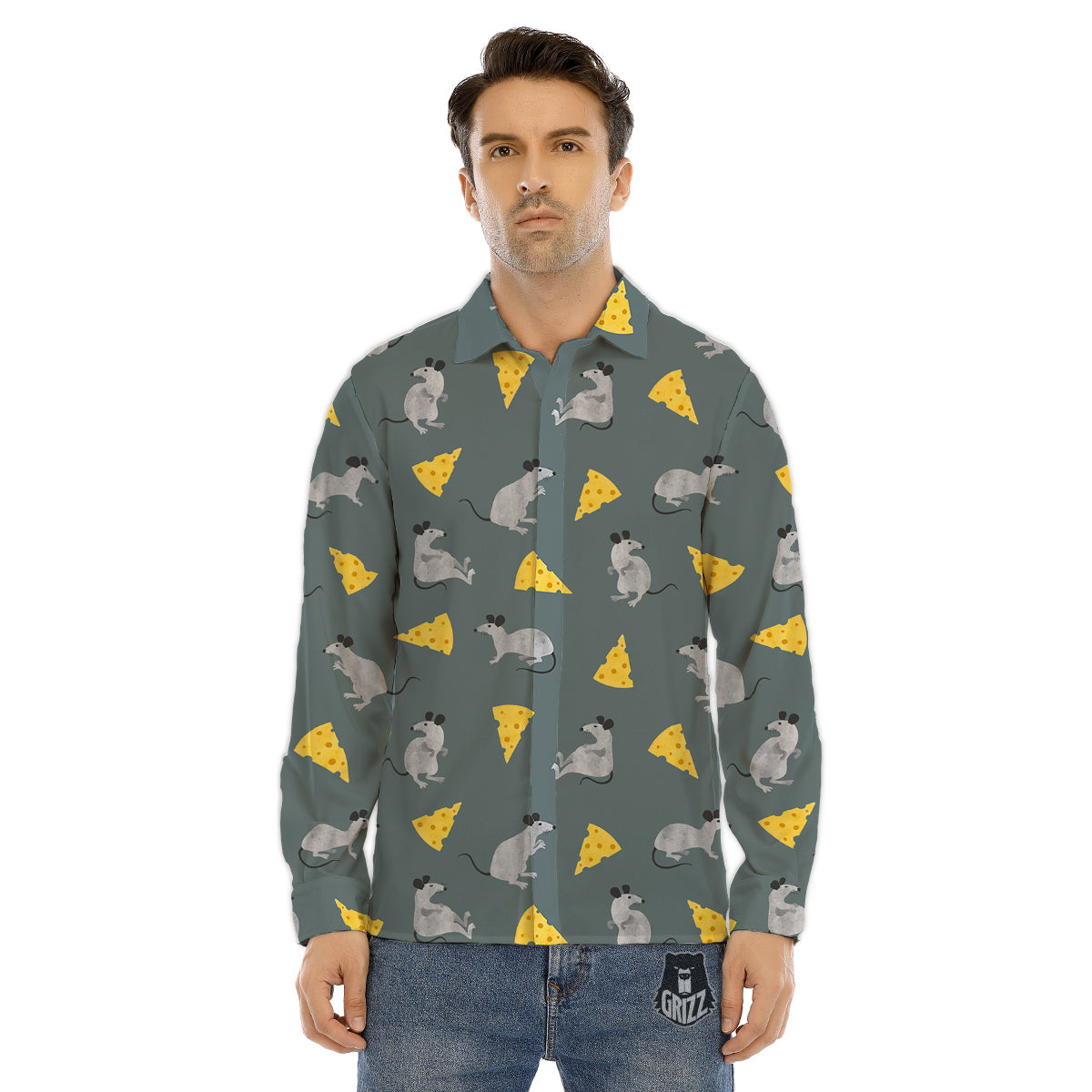 Rat Watercolor Print Pattern Men's Dress Shirts-grizzshop