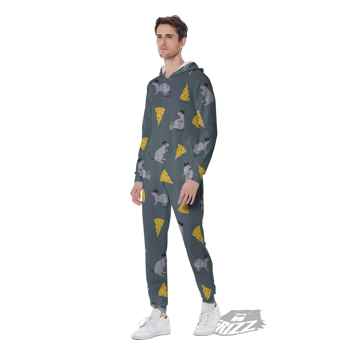 Rat Watercolor Print Pattern Men's Jumpsuit-grizzshop
