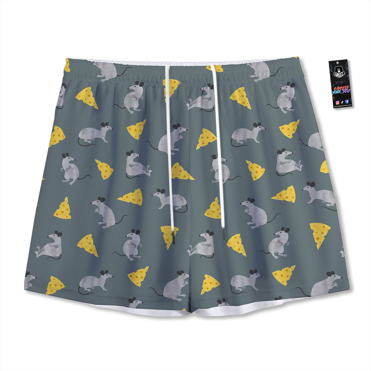 Rat Watercolor Print Pattern Mesh Shorts