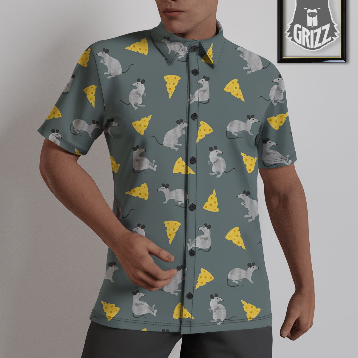 Rat Watercolor Print Pattern Untucked Shirts-grizzshop