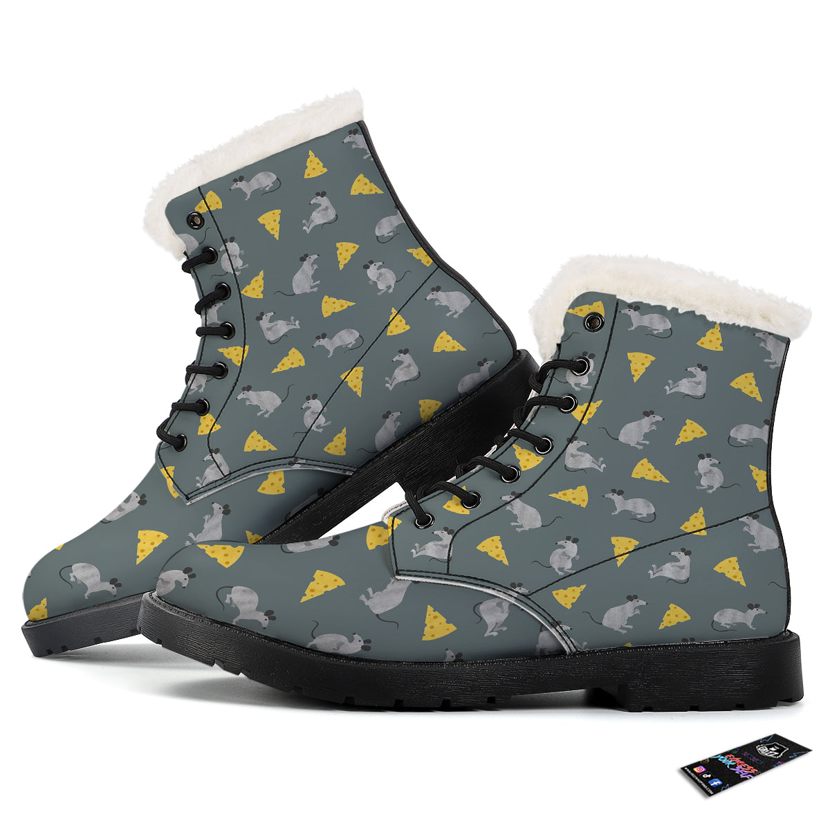 Rat Watercolor Print Pattern Winter Boots-grizzshop