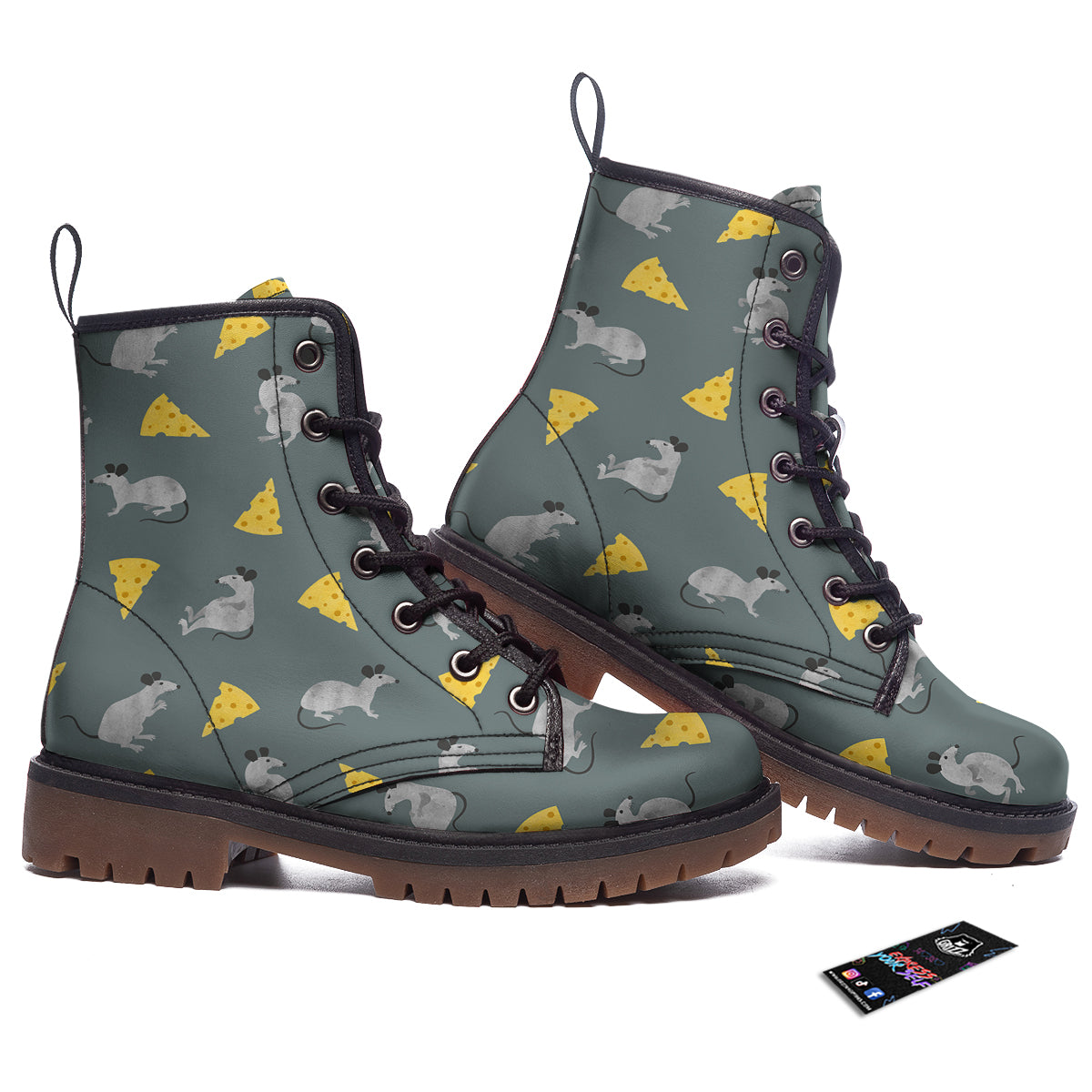 Rat Watercolor Print Pattern Work Boots-grizzshop