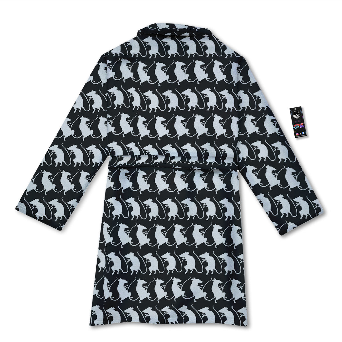 Rat White And Black Print Pattern Bathrobe-grizzshop