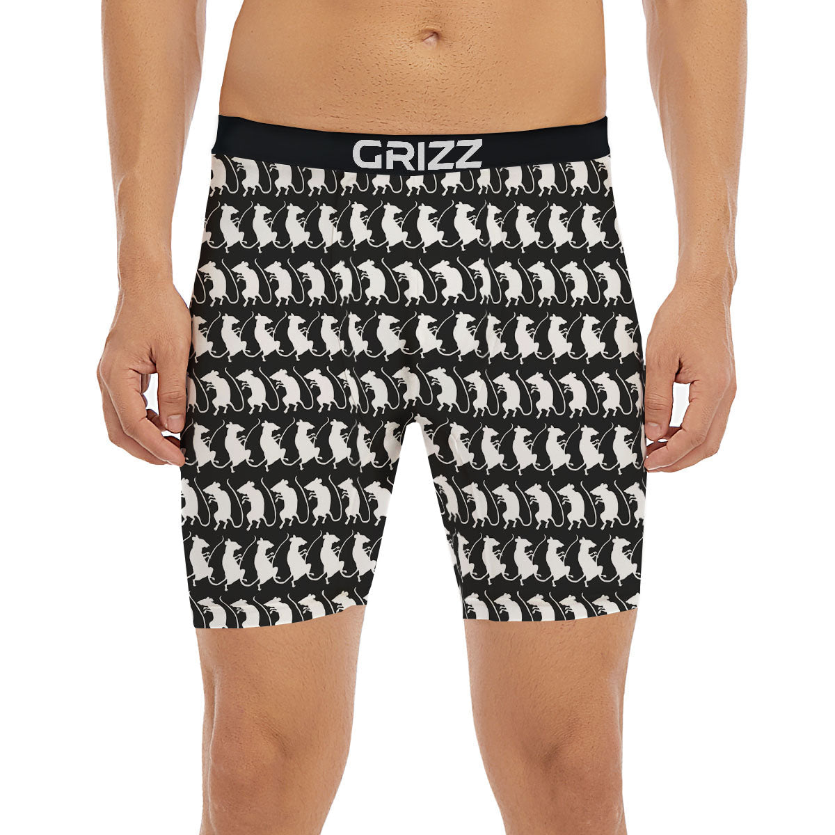 Rat White And Black Print Pattern Boxer Briefs-grizzshop