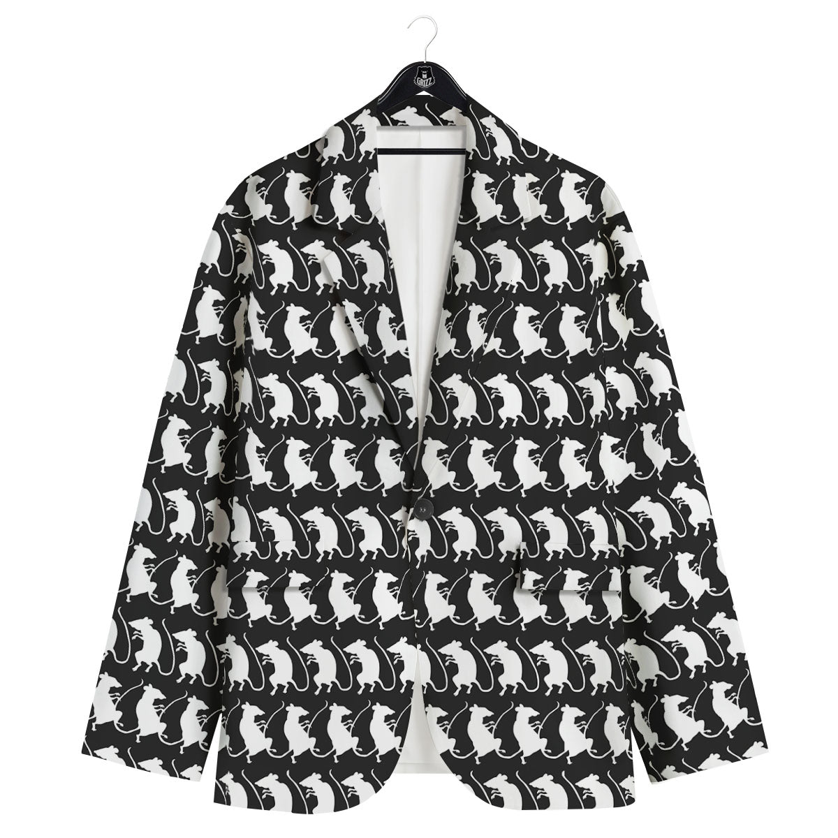 Rat White And Black Print Pattern Men's Sport Coat-grizzshop