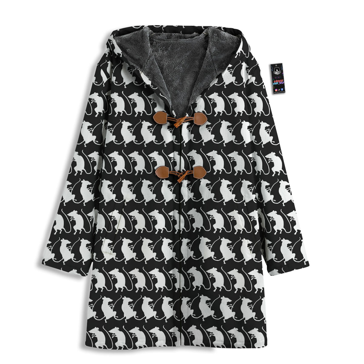 Rat White And Black Print Pattern Men's Windbreaker Jacket-grizzshop