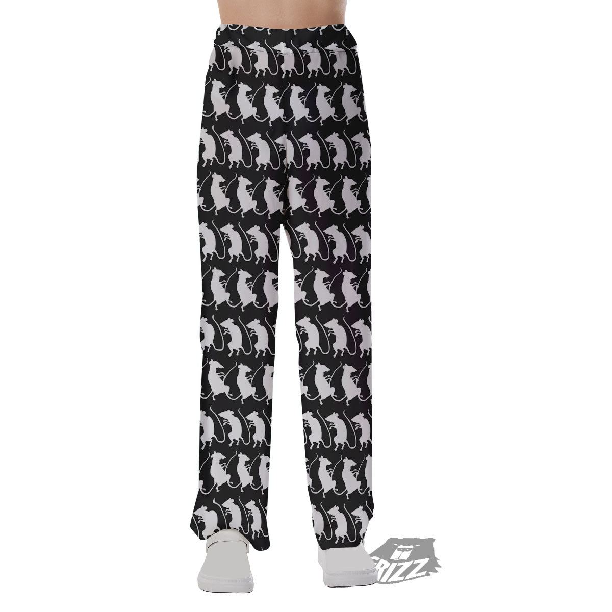 Rat White And Black Print Pattern Pajama Pants-grizzshop